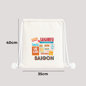 Truong Gia Canvas <b>Drawstring</b> <b>Backpack</b> 35x40cm Printed Vietnamese Coffee Design Unisex Bag - Product Image 4