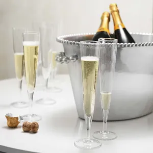 Elegant Champagne Flutes Set with Ice Bucket for Tabletop Beverage Service Fine <b>Dining</b> Occasion - Product Image 1