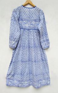 2026 Wholesale Collection Printed Long Kaftan V-neck Half Sleeves Rayon Fabric <b>Loose</b> <b>Fitting</b> <b>Dress</b> With Side Slit Spring Kaftan - Product Image 2