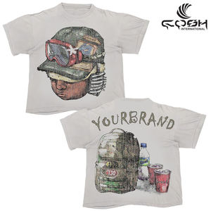 Concevez vos propres t-shirts vierges avec un écran d'impression personnalisé DTF DTG Puff Distressed Chenille Embroidery Acid Wash T Shirt à vendre - Product Image 5