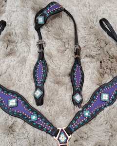 Ensemble personnalisé Premium Western Horse Tack de luxe en cuir avec strass Headstall collier de poitrine corde de bride personnalisé de haute qualité bas - Product Image 2