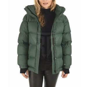 Veste d'hiver matelassée pour femme en nylon/polyester tricoté solide de haute qualité, imperméable, respirante, à capuche, couleurs personnalisées, dernières tendances - Product Image 1