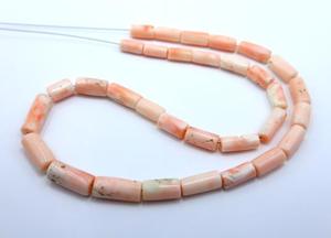 Perles de pierres précieuses de corail en peau d'ange japonaise en forme de tube lisse rose naturel Taille 11X5MM à 19X6MM - Product Image 3