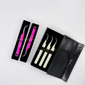 Pinzas para Pestañas GETUP BROSONS IMPEX, Color Rosa Intenso/Blanco, Diseño con Recortes de Diamante, Acero Inoxidable, Punta de Fibra de 10 mm - Product Image 5