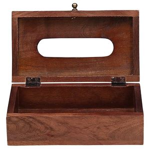 Caja de pañuelos de madera decorativa para baño y dormitorio, caja de pañuelos de madera de mango hecha a mano con acabado pulido de laca - Product Image 4