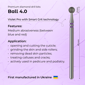 ดอกสว่านเพชรแบบมืออาชีพ 4.0 มม. สีม่วง PRO สำหรับช่างทำเล็บมืออาชีพ - Product Image 3