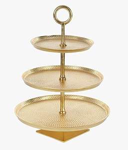 Support à gâteau à 3 niveaux en acier inoxydable avec design martelé, couleur personnalisable pour les fêtes d'anniversaire et de mariage à un prix raisonnable - Product Image 1