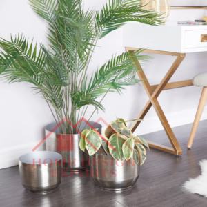 Jardinière en argent moderne de forme ronde argentée antique de dessus de table pour les hôtels et les restaurants à la maison - Product Image 3