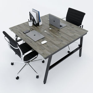 SFAC005-2-Seater Minimalist Design Rubberwood Table with A-Frame Iron Legs - Product Image 1