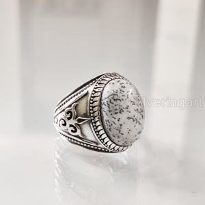 แหวนเงินแท้ 925 ประดับโอปอลธรรมชาติ ดีไซน์พิเศษสำหรับผู้ชาย ของขวัญแต่งงานสไตล์ออตโตมัน ประจำเดือนตุลาคม - Product Image 2