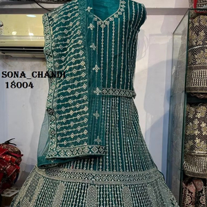 Lehenga สุทธิเด็กผู้หญิงที่มีกระจกหนักและ jarkan สไตล์ DELHI ใน10สีที่เข้ากันสำหรับจำนวนมาก - Product Image 2