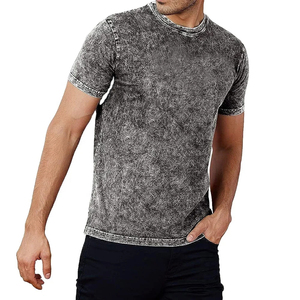 Wholesale Men Acid Wash Vintage Washed 100% Cotton Oversize Loose Fit Breathable Eco-Friendly T-Shirt Streetwear <b>Hip</b> Hop Casual - Product Image 1