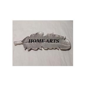 Plateau à dessert en aluminium de qualité supérieure, forme de feuille, couleur argent, plateau de service pour dattes à prix abordable - Product Image 1