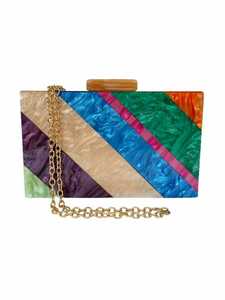 SCI mode élégant dame acrylique pochette multicolore résine époxy sac à main tambour forme boîte de mariage Portable - Product Image 5