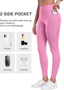 Lot de 6 pantalons de yoga pour femmes simplement à la mode taille haute taille moyenne Leggings doux taille élastique contrôle du ventre avant solide - Product Image 2