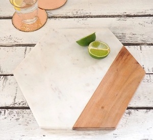 Planche à découper ronde en marbre et bois pour légumes et fromage Outil de cuisine pour la maison et l'hôtel - Product Image 2