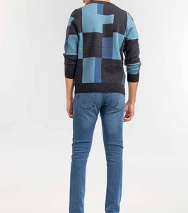 Pull décontracté à col rond et à manches longues pour homme, pull en tricot à imprimé graphique et lettres pour l'automne et l'hiver à prix réduit. - Product Image 1