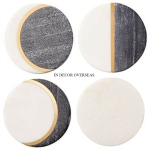 Posavasos de diseñador de arte creativo moderno hecho de mármol gris y madera para bebidas y té, taza de café, centro de mesa, suministros de decoración - Product Image 4