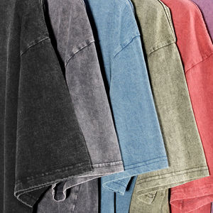 เสื้อยืดผ้าฝ้ายซักแบบเป็นกรดเสื้อยืดสไตล์ย้อนยุคทรงโอเวอร์ไซส์เสื้อยืดสไตล์วินเทจผ่อนคลายอย่างหนัก - Product Image 5