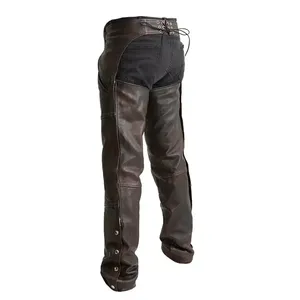 Pantalones de Motocicleta de Cuero Marrón para Hombre - Product Image 2