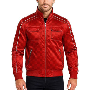 Veste en satin sur mesure pour homme, tissu en toile confortable avec des combinaisons de couleurs uniques et un logo frontal, démarquez-vous avec style - Product Image 1