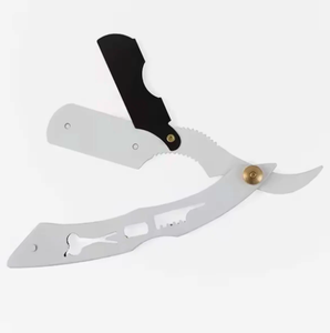 Rasoir manuel professionnel en acier inoxydable rasoir de sécurité à bord droit conception pliable jetable pour les soins personnels coupe-barbier - Product Image 2