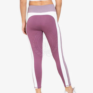 Venta al por mayor último diseño sólido medio elástico cintura Yoga Leggings pantalones de alta calidad Activewear secado rápido transpirable - Product Image 3