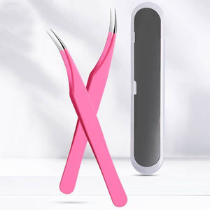 แหนบขนตาสแตนเลสสีดำสำหรับมืออาชีพอุปกรณ์ติดขนตาเพื่อการต่อขนตาใช้ฉลากส่วนตัว - Product Image 1