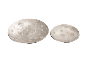 Plateau rond en aluminium coulé Nickel Design uni Outils décoratifs pour la salade Plateau de service en métal - Product Image 4