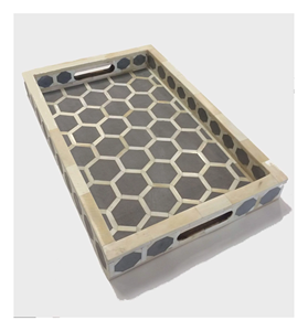 Bandeja de servicio con incrustaciones de hueso puro Premium multiusos, mesa de comedor, bandeja de servicio decorativa para el hogar, Hotel y restaurante, suministros calientes - Product Image 3