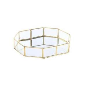 Plateau décoratif en verre avec bordure en laiton, organisateur de vanité pour le maquillage, le parfum, la décoration de la maison - Product Image 4