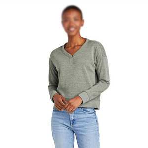 Womens V-Neck Grey Cotton Pullover <b>Sweatshirt</b> Classic Casual Sweater for Autumn & Winter Wear - Product Image 5