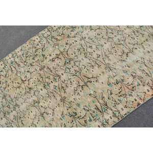 Alfombra turca vintage de 3,8x6,3 pies, área grande clásica, lana verde y Beige con patrón rectangular abstracto, respaldo de látex para uso en el pasillo - Product Image 5