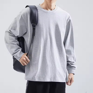 Venta al por mayor de los hombres en blanco de manga larga Camisetas 100% algodón suave y cómodo personalizado impreso bordado camisetas de los hombres - Product Image 4