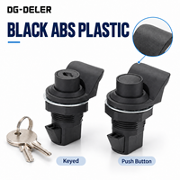 Loquet de porte d'armoire en plastique ABS noir avec options à clé ou à bouton-poussoir