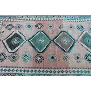 Tapis turc vintage 4,6x8,4 pieds, tapis en laine vert patchwork - Product Image 5