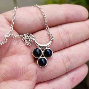 Handmade 925 Solid <b>Sterling</b> <b>Silver</b> Pendant <b>Locket</b> Chain <b>Necklace</b> with Black Onyx Boho Style Moon Shape Women's Gift - Product Image 3