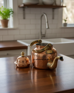 Luxury Artisanal Copper Tea <b>Kettle</b> with <b>Metal</b> Handle 2L Capacity Vintage Farmhouse Style Eco-Friendly - Product Image 6