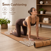 Lasergravierte 5mm Kork-Yogamatte mit individuellem Druck, umweltfreundlich, nachhaltig, Naturkautschukbasis, antibakteriell, für Heimfitness und Yoga