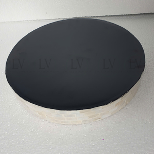 Unique Mother of Pearl Round Serving <b>Trays</b> for <b>Food</b> Decorative Ottoman <b>Tray</b> for Living Room Handcrafted by Vietnamese - Product Image 3