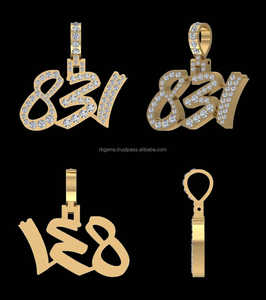 Colgante Unisex de Oro Amarillo de 10 Quilates y 5 Gramos, Estilo Hip Hop, con Diamantes Sintéticos (Creados en Laboratorio) de Corte Brillante de 0.64 Quilates, Personalizable, con Baño de Rodio - Product Image 2