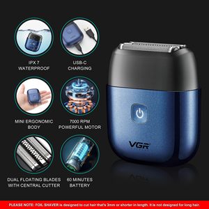 Mini rasoir électrique compact pour hommes, rasoir à barbe portable sans fil, rasoir de voyage étanche IPX7 pour le rasage de la nuque - Product Image 5