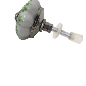 Pomos de puerta de cerámica de calabaza de hoja verde, tiradores de manija de cajón de dormitorio y armario de cocina pintados a mano para uso en armario - Product Image 2