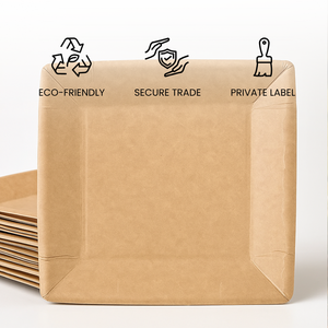 23cm Kraft <b>Paper</b> Disposable <b>Plates</b> Special Shapes Biodegradable for Camping Traveling Party Events Custom Logo Wholesale - Product Image 2