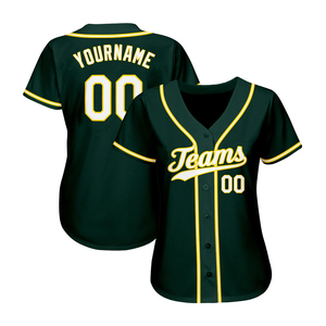 Maillot de baseball le plus vendu en vert, design entièrement sublimé, col en V, vêtements de sport à manches courtes, chemises de baseball - Product Image 4