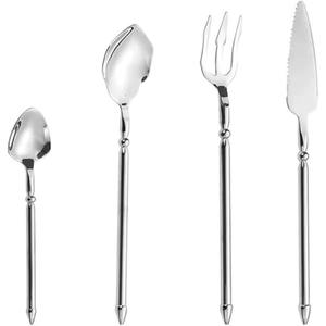 Cubiertos con mango de diseño de lujo, ideales para vajilla de comedor elegante, uso de fiesta de regalo, juego Chapado en Color plateado de 2 cucharas y tenedores - Product Image 6