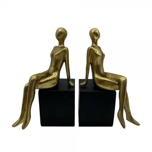 Escultura de bronce de cuerpo encantador y delgado para mujer, conjunto de 2 esculturas para decoración del hogar
