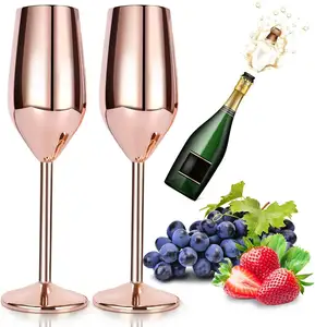 促销酒吧用品防碎茎香槟饮用酒杯彩色玻璃高脚杯香槟玻璃长笛