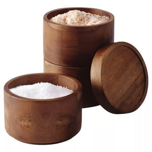 2026 Hot Selling Christmas Round <b>Wood</b> Spice Cellar <b>Box</b> <b>with</b> <b>Lid</b> Kitchen Countertop Storage for Spices and Condiments - Product Image 1