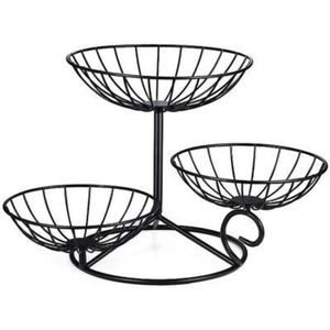 Black Coated Finished Iron Wire <b>Basket</b> <b>Rectangular</b> Shape 3 Tier for Living Room Tabletop Decor Storage <b>Baskets</b> Handmade - Product Image 5